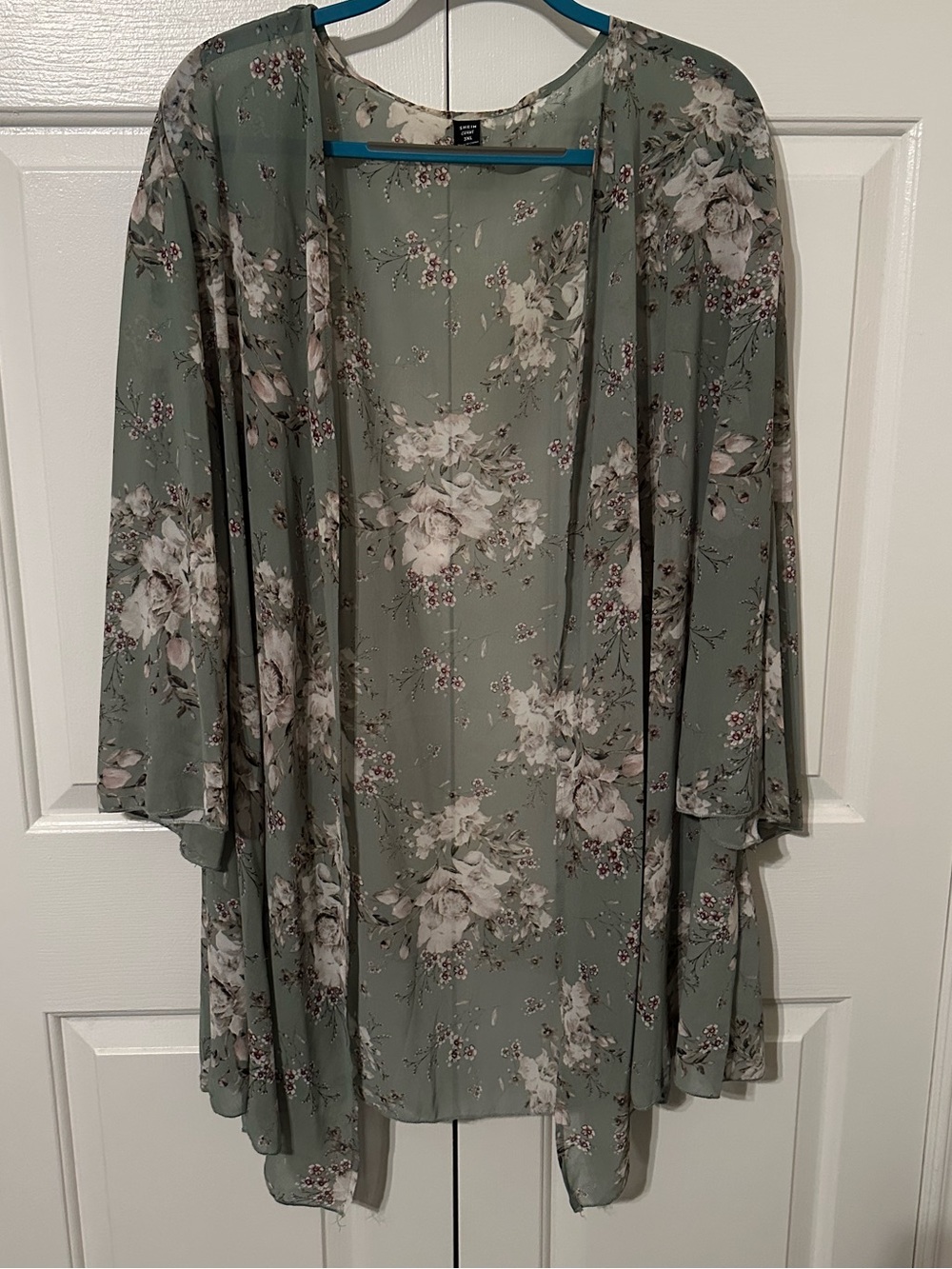 SHEIN Sage Green Floral Kimono Cardigan